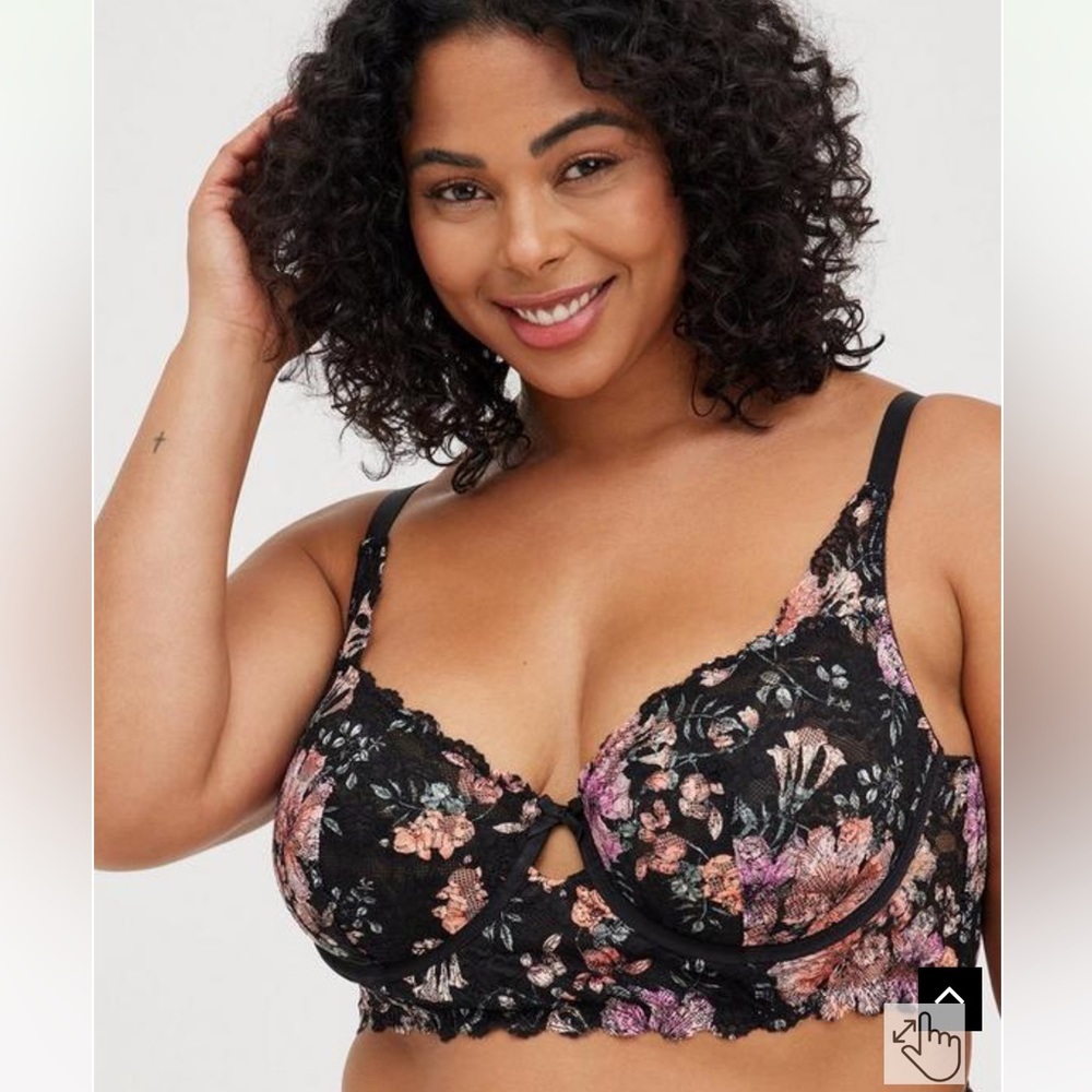 Torrid Lace Floral Unlined Longline Underwire Bralette